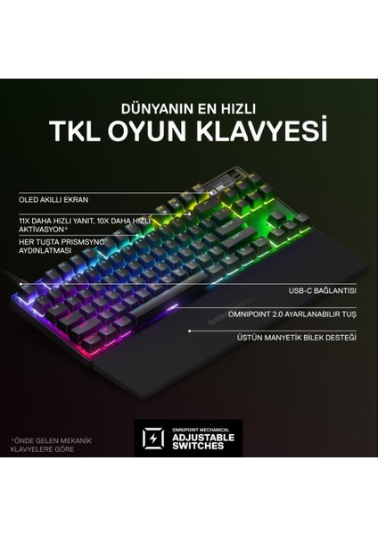 Apex Pro Tkl Rgb Ingilizce Kablolu Mekanik Oyuncu Klavyesi - Outlet fırsatları