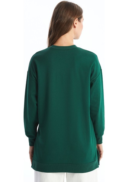 Yeni Sezon Bisiklet Yaka Nakışlı Kadın Sweatshirt Tunik fırsatları