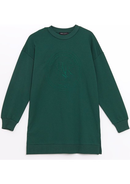 Yeni Sezon Bisiklet Yaka Nakışlı Kadın Sweatshirt Tunik indirimleri