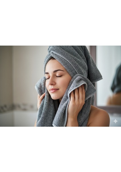 Premıum Amerıkan Pamuk Gri Siyah Kırçıllı Yuz Havlusu 50X80 320 Gram