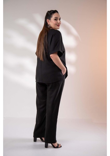 Kadın 3330373 Hakim Yaka Düğmeli Siyah Bluz