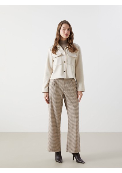 Yeni Sezon Loose Fit Ekose Kadın Pantolon