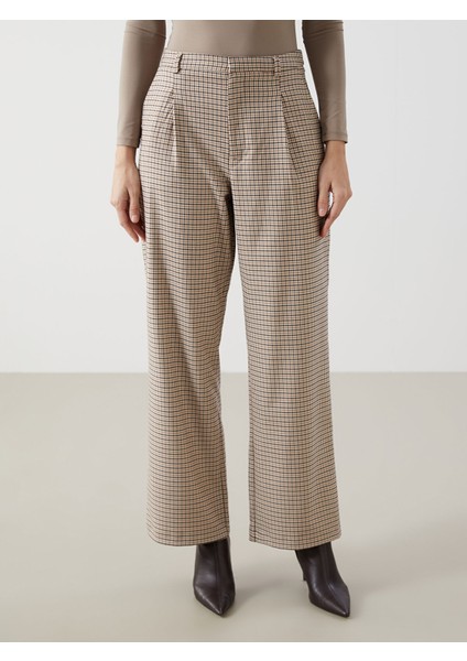 Yeni Sezon Loose Fit Ekose Kadın Pantolon fiyatları