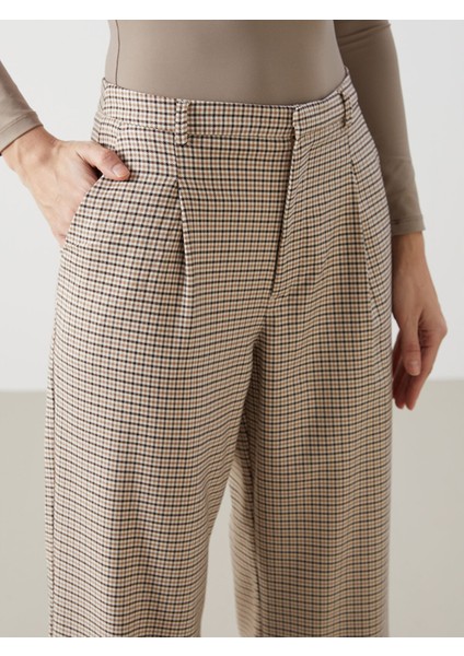 Yeni Sezon Loose Fit Ekose Kadın Pantolon modelleri