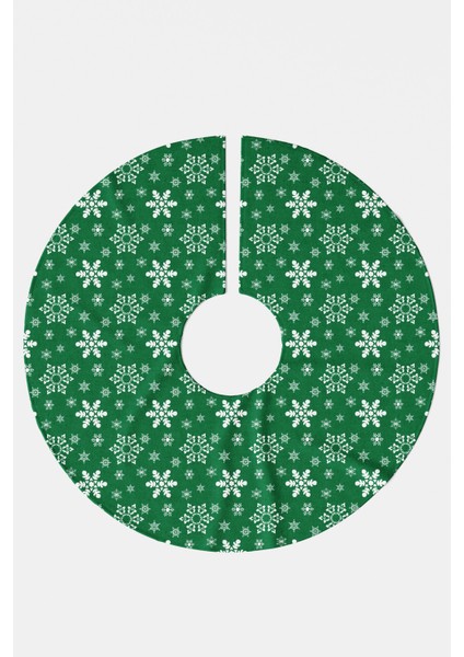 Yeşil Beyaz Kar Taneleri Desenli Yılbaşı Çam Ağacı Örtüsü modelleri