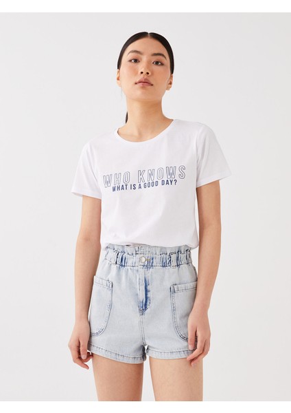 Yeni Sezon Beli Lastikli Bermuda Fit Kadın Jean Şort