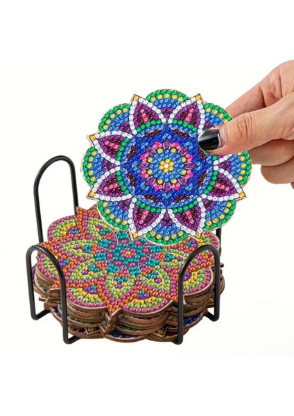 5d 6 Parça Elmas Mozaik Boyama Bardak Altlığı Seti modelleri