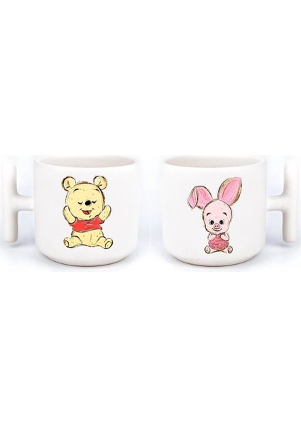 Winnie The Pooh Pooh, Piglet 2'li El Yapımı T Kulplu Fincan