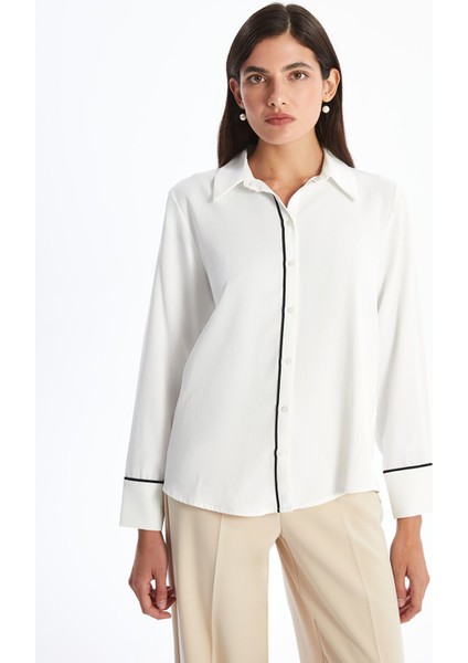 Yeni Sezon Düz Uzun Kollu Kadın Gömlek
