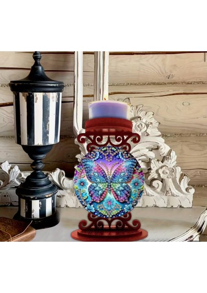 5 D Elmas Boyama Kendin Yap Şamdan Altlığı Seti