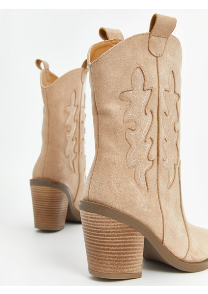 Yeni Sezon Süet Görünümlü Sivri Burun Topuklu Kadın Bot indirimleri