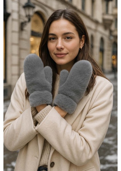 Kadın Peluş Eldiven Eld-32 Gri modelleri