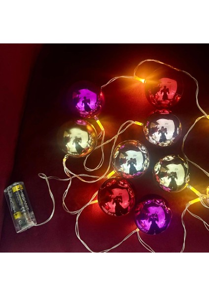 2 Metre 10 LED Pilli 2 Kademeli Parlak Top LED Yılbaşı Ağacı Süsü Mz-3