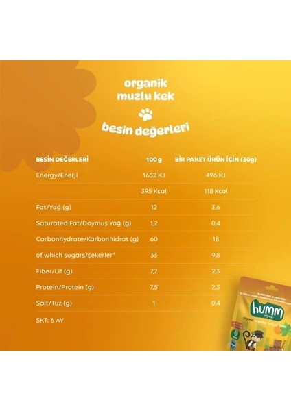 Bfs Humm Organik Glutensiz Vegan Muzlu Kek 30 gr indirimleri