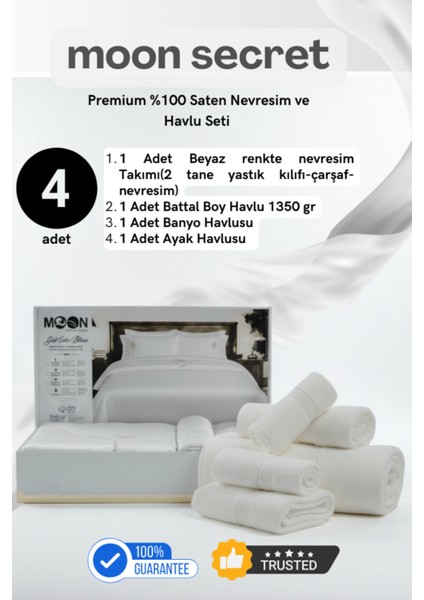 %100 Saten Premium Nevresim ve Havlu Seti 12 Farklı Renk Seçeneği 4 Parça Set 1