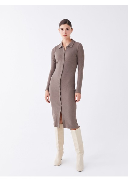 Yeni Sezon Düz Uzun Kollu Kadın Gömlek Elbise