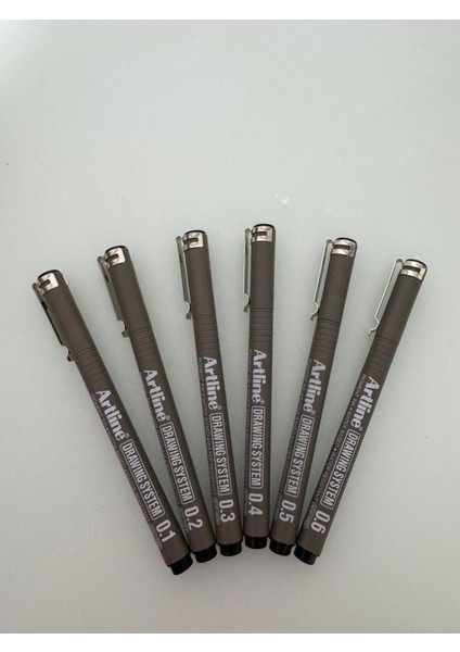 Çizim Kalemi 0.1 - 0.2 - 0.3 - 0.4 - 0.5 - 0.6 mm Siyah (6 Adet)