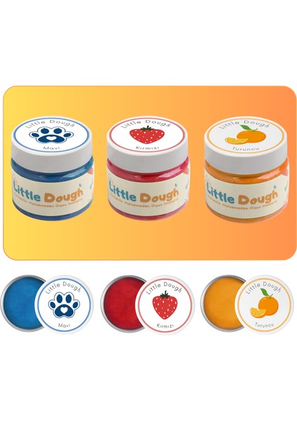 - Yaratıcı Figürlü Doğal Oyun Hamuru Kalıbı Seti - 3X150GR Doğal Oyun Hamuru - Mavi, Pembe, Turuncu