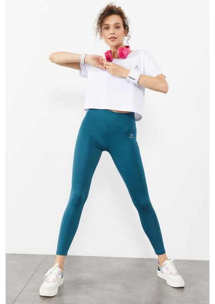 Zümrüt Yüksek Bel Streç Slim Fit Dar Paça Kadın Tayt - 94545