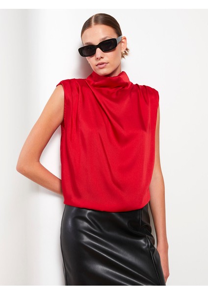 Yeni Sezon Dik Yaka Düz Saten Kadın Bluz fiyatları