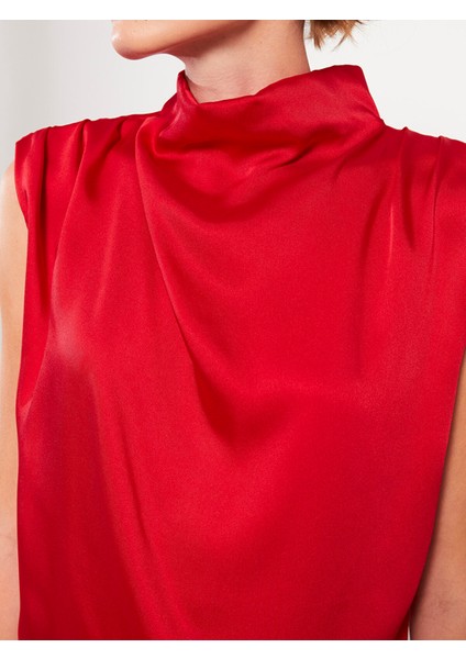 Yeni Sezon Dik Yaka Düz Saten Kadın Bluz indirimleri