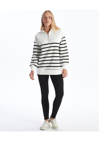 Yeni Sezon Dik Yaka Çizgili Kadın Sweatshirt fiyatları