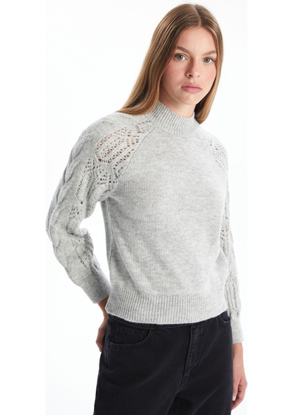 Yeni Sezon Yarım Balıkçı Yaka Ajurlu Kadın Triko Kazak