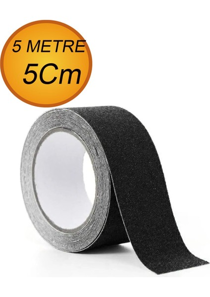 Merdiven Zemin Kaydırmaz Bant Yapışkanlı Kaymaz Bant Siyah 5 cm x 5 Metre