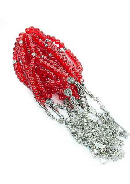 10 Adet 33LÜ Hac Umre Hediyelik Tesbih - Kırmızı modelleri