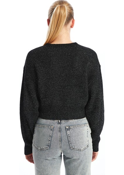 Yeni Sezon Bisiklet Yaka Parlak Görünümlü Kadın Triko Kazak fırsatları