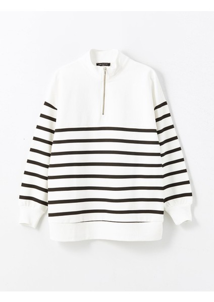 Yeni Sezon Dik Yaka Çizgili Kadın Sweatshirt indirimleri