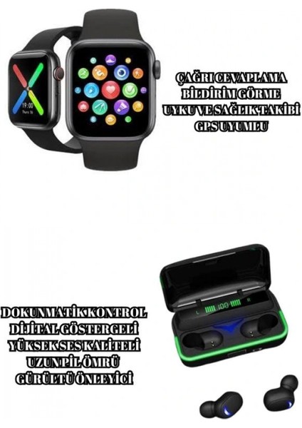Ieg® Ucuz ve Kaliteli Kulaklıklı Saat Seti Bluetooth Bağlantılı Akıllı Saat ve Kulaklık