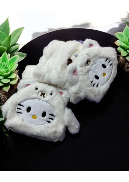 Sanrio Peluş Tüylü Yetişkin Çocuk Uyumlu Parmaksız Eldiven