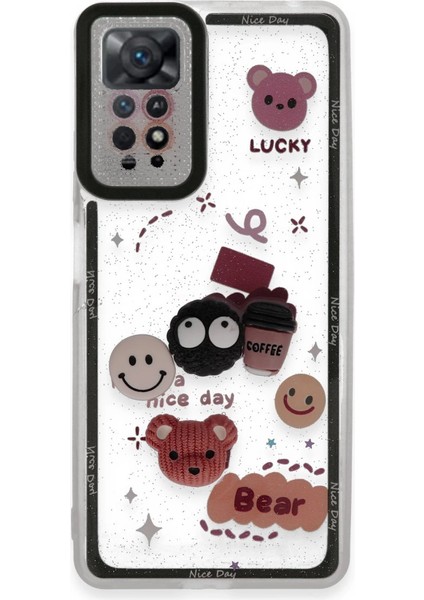 Newface Redmi Note 11 Kılıf Sweet Desenli Silikon Kapak - Sarı