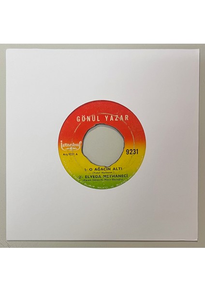 Gönül Yazar 4 Şarkılık 45 Lik Plak O Ağacın Altı-Elveda Meyhaneci-Gurbet-Ne Birleştik Ne Ayrıldık (Orjinal Dönem Baskı Plak)