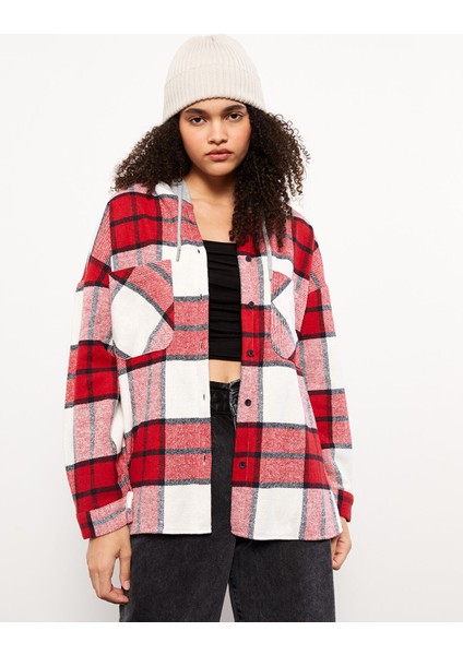 Yeni Sezon Kapüşonlu Ekose Uzun Kollu Flanel Oversize Kadın Oduncu Gömlek Ceket fiyatları