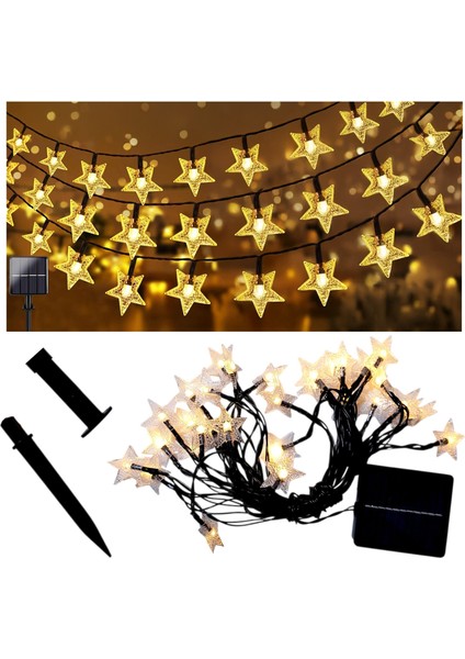 Güneş Enerjili 30 LED Yıldız Dekoratif Işık – Dış Mekan Için Su Geçirmez LED 7m