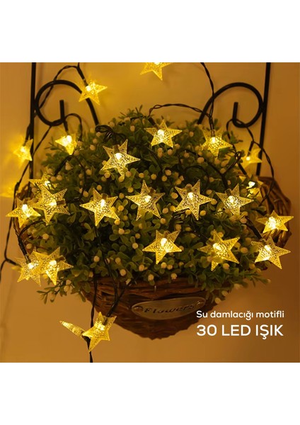 Güneş Enerjili 30 LED Yıldız Dekoratif Işık – Dış Mekan Için Su Geçirmez LED 7m fırsatları