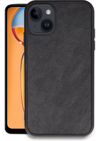 Ieg iPhone 15 Kılıf Aras Deri Kapak - Siyah