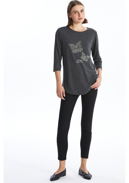 Yeni Sezon Bisiklet Yaka Parlak Taşlı Uzun Kollu Kadın Bluz fiyatları