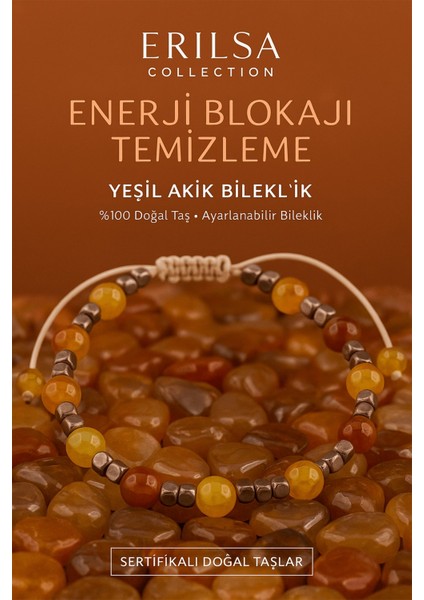 Sertifikalı Enerji Blokajı Temizleme Bilekliği – Yeşil Akik - Terahertz (6 Mm)