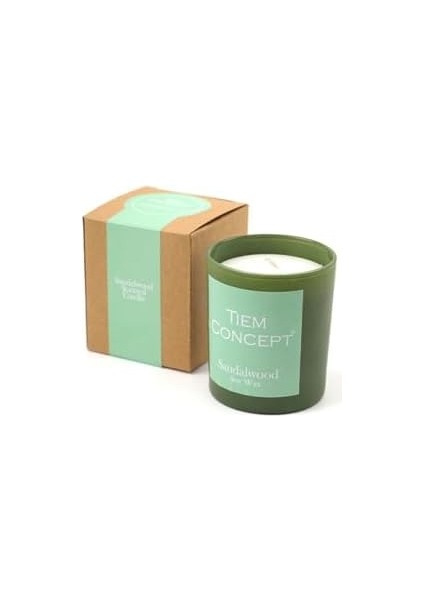 Tiem Concept %100 Soya Mum Sandalağacı Kokulu Yeşil Renkli Kutulu Bardak Mum