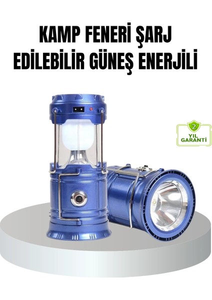 Güneş Enerjili Kamp Lambası Şarjlı Taşınabilir Kompakt Açık Hava Işığı