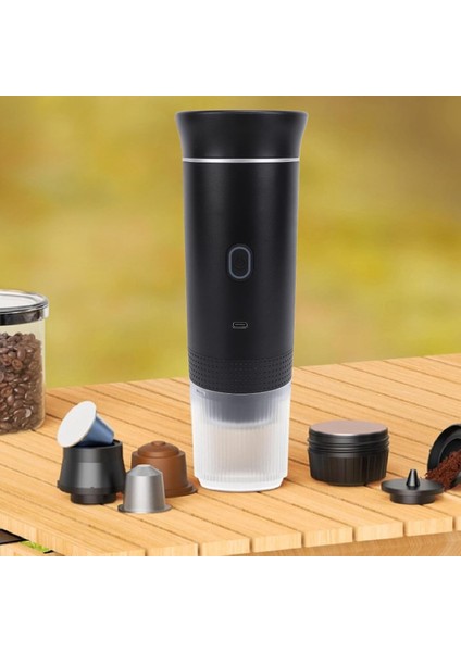 Taşınabilir Espresso Kahve Makinesi Şarjlı Kapsül ve Öğütülmüş Kahve ile uyumlu.