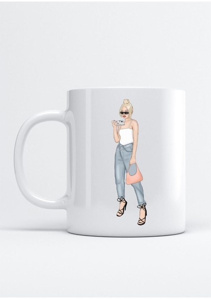 Girl Outfit Baskı Porselen Kupa Bardak