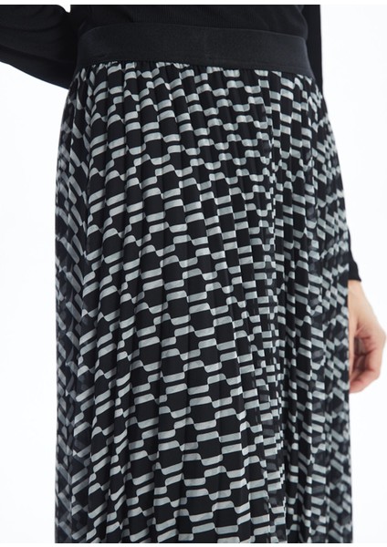 Yeni Sezon Beli Lastikli Desenli Kadın Etek modelleri
