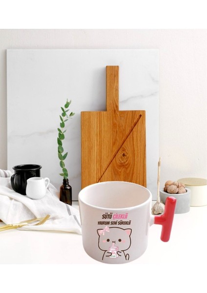 Kimse Kilo Vermedi Kırmızı Kulplu T Kupa