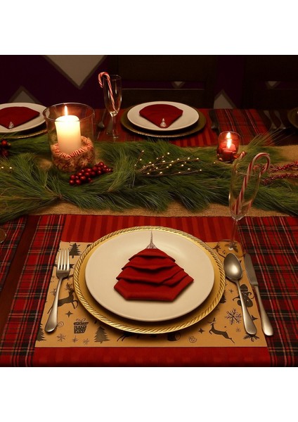 40 Adet Rustik Noel Temalı Yılbaşı Sofrası Için Kraft Servis Altlığı – Siyah Desenli (Fırında Kullanılmaz) modelleri