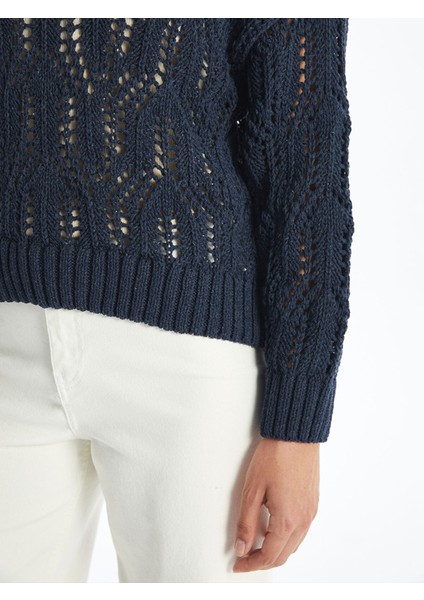 Yeni Sezon Dik Yaka Ajurlu Kadın Triko Kazak modelleri