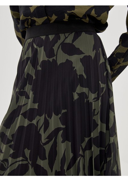 Yeni Sezon Beli Lastikli Desenli Pileli Kadın Etek modelleri